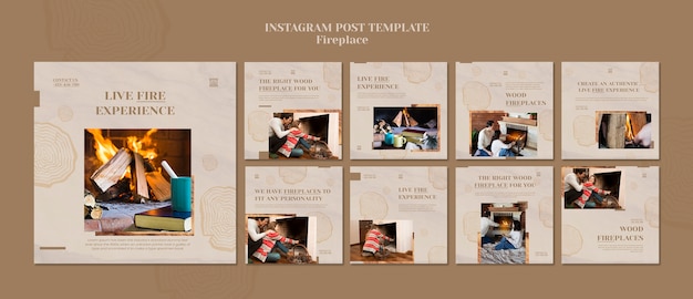 Flat design fire place template