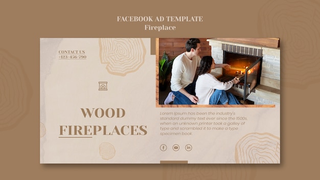 Flat design fire place template