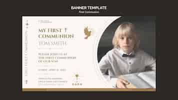 Free PSD flat design first communion banner template