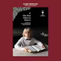 Бесплатный PSD Шаблон плаката первого причастия в плоском дизайне