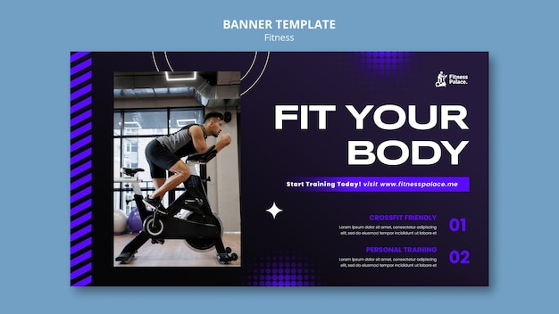 Modello di banner fitness design piatto