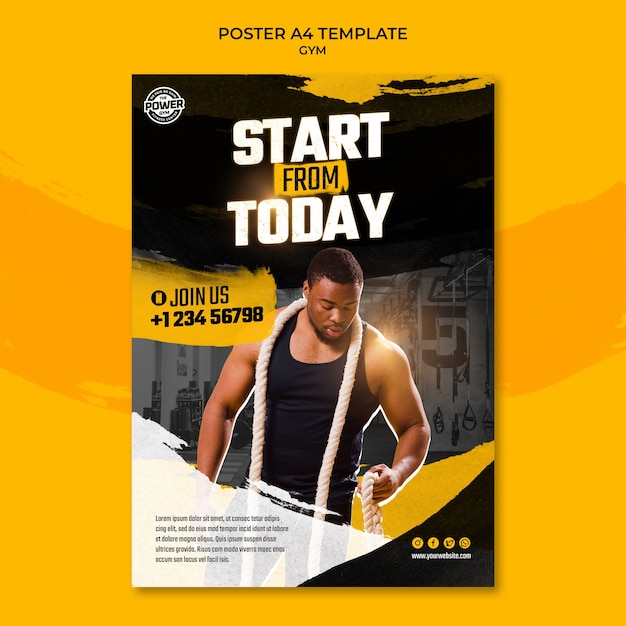 Free PSD flat design fitness and gym template