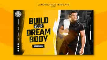 Free PSD flat design fitness and gym template