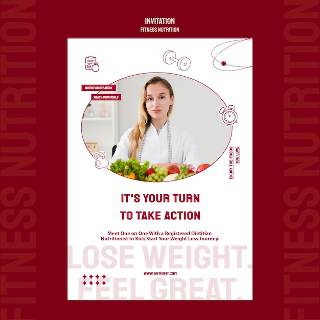 Free PSD flat design fitness nutrition template