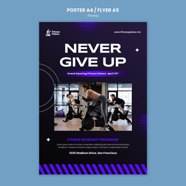 Modello di poster fitness design piatto