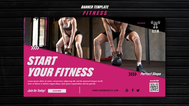 PSD gratuito design del modello di fitness design piatto