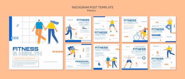 Free PSD flat design fitness template