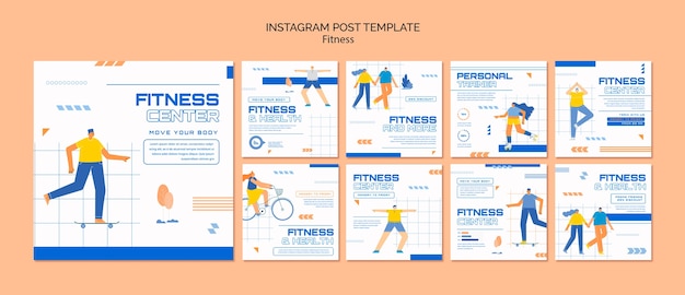 PSD gratuito modello di fitness design piatto