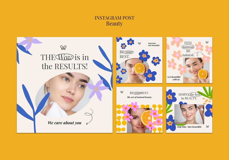 無料PSD フラットなデザインの花の美しさのinstagramの投稿