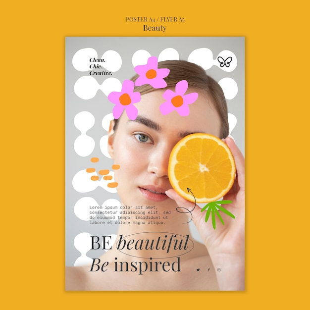 Flat design floral beauty poster template