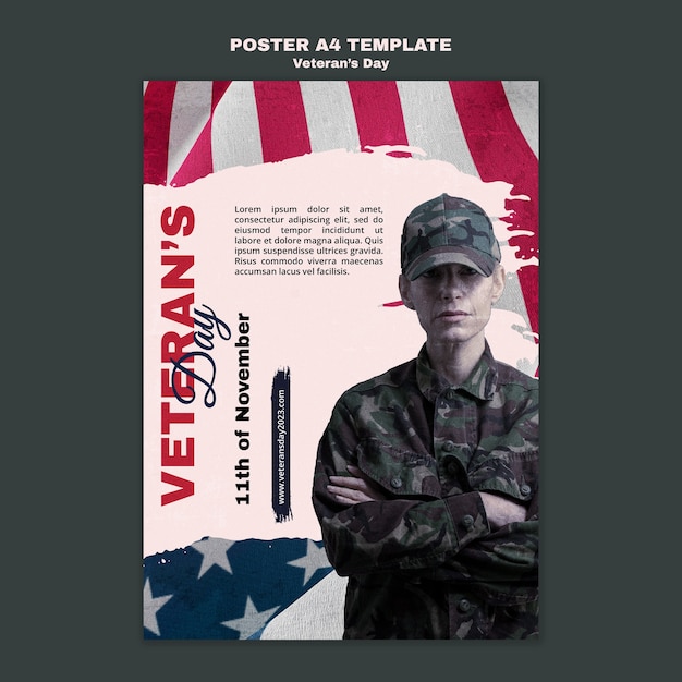 Flat design Veteran’s Day poster template