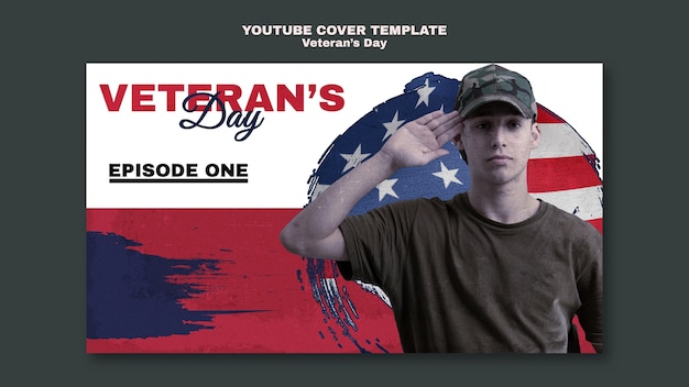 Free PSD flat design flveteran's day youtube cover