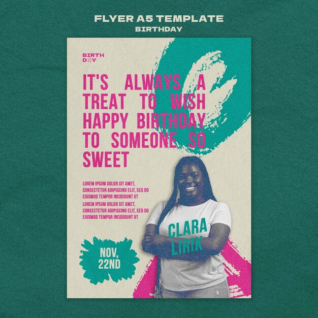flat design flyer birthday template