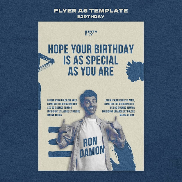 Free PSD flat design flyer birthday template