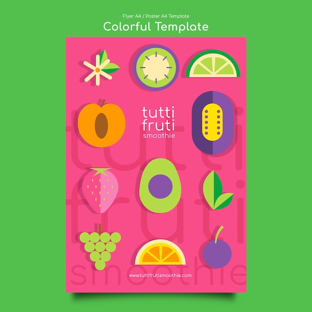 Free PSD flat design food colorful  poster template