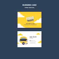 Free PSD flat design food festival business card