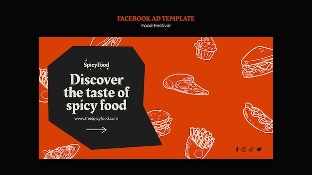 無料PSD フラットなデザインのフード フェスティバル テンプレート