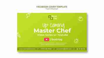 Free PSD flat design food influencer facebook cover template