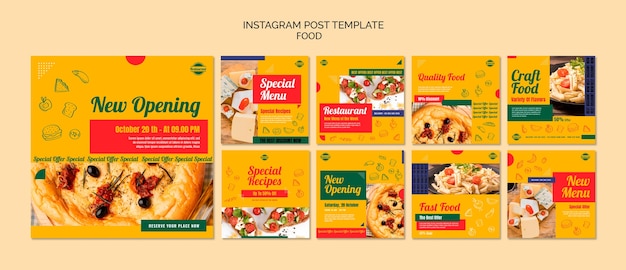 PSD gratuito post di instagram cibo design piatto