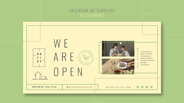 Free PSD flat design food restaurant facebook template