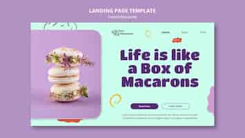 Free PSD flat design french macarons landing page