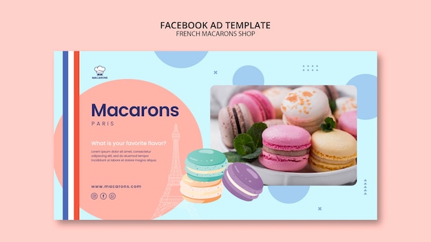 Flat design french macaroons shop template