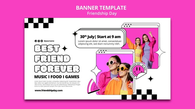 Free PSD flat design friendship day banner template