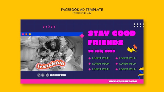 Flat design friendship day facebook template