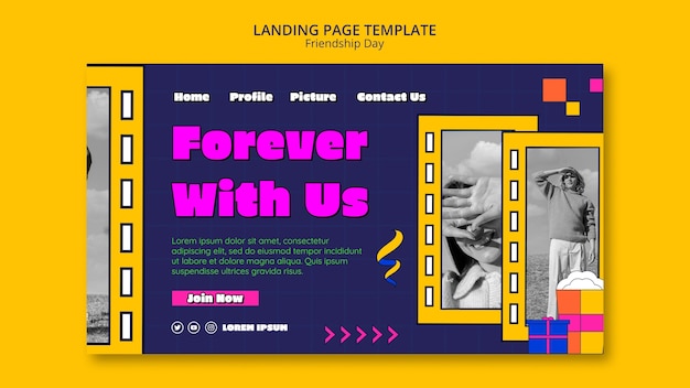 Free PSD flat design friendship day landing page