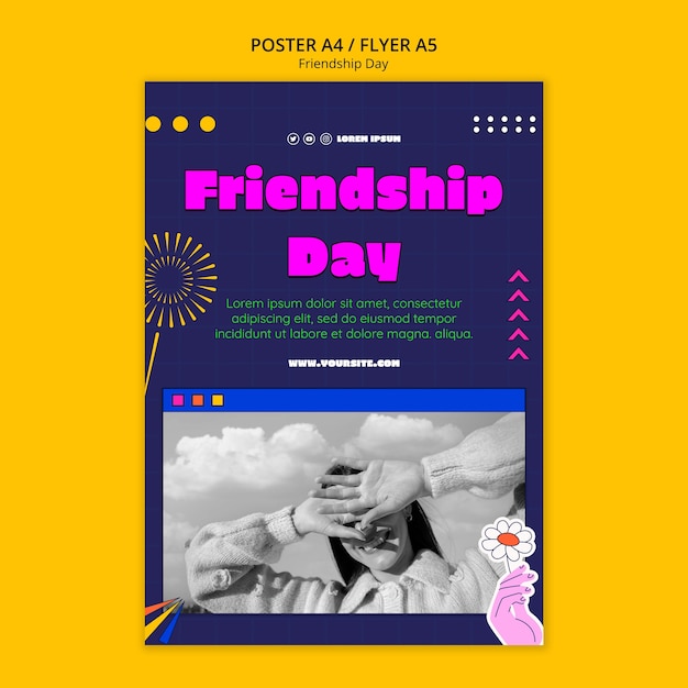 Flat design friendship day poster template