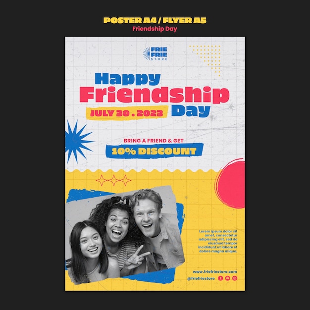 Free PSD flat design friendship day poster template