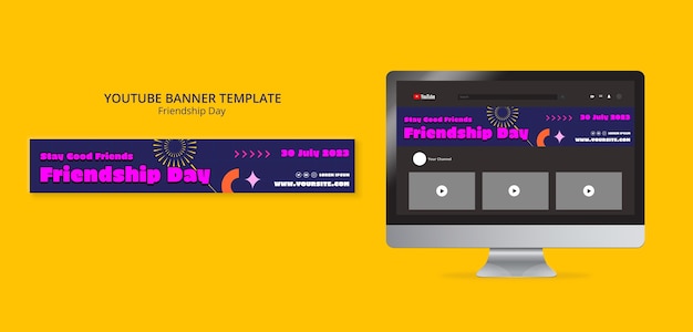 Flat design friendship day youtube banner template