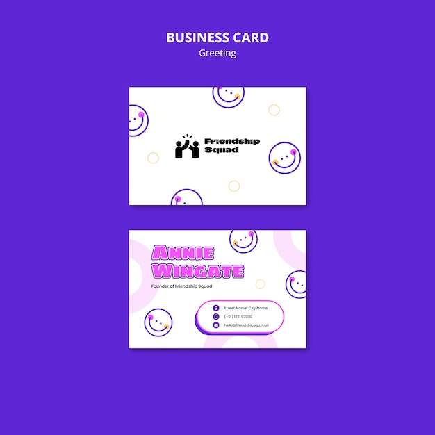 Flat design friendship greeting business card