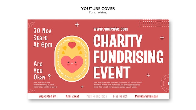 Flat design fundraising event youtube cover