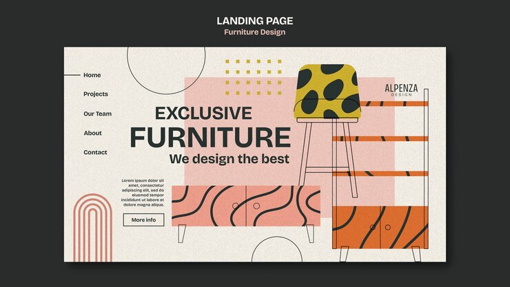 मुफ़्त PSD flat design furniture design  landing page