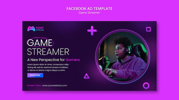 Flat design gamer streamer template