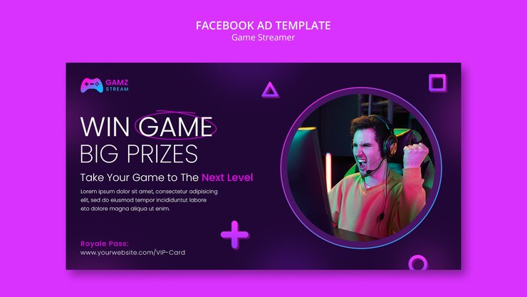 मुफ़्त PSD flat design gamer streamer template