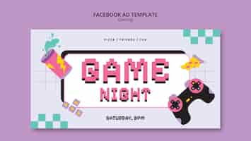 Free PSD flat design gaming facebook template