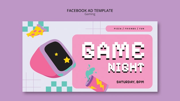 Free PSD flat design gaming facebook template