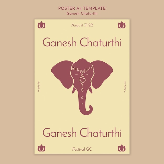 PSD gratuito modello di design piatto ganesh chaturthi