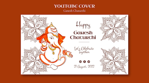 Free PSD flat design ganesh chaturthi template