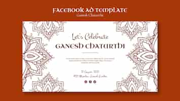 Free PSD flat design ganesh chaturthi template