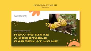 Free PSD flat design gardening facebook template