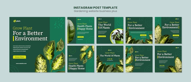 Free PSD flat design gardening instagram post template