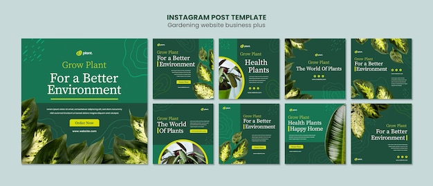 Free PSD flat design gardening instagram post template