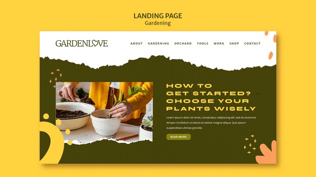 flat design gardening landing page template