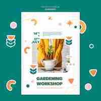 Free PSD flat design gardening poster template