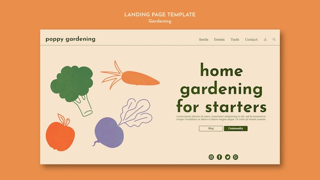 Free PSD flat design gardening template