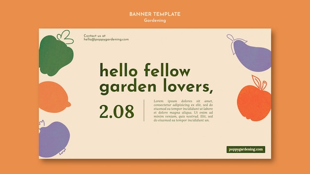 Free PSD flat design gardening template