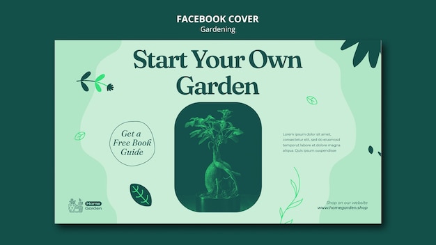 Free PSD flat design gardening template